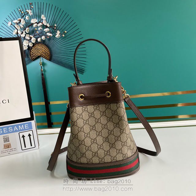 Gucci古馳包包 G家新款女包 550621 古奇啡色女款肩背包 Gucci水桶包 gdj1426